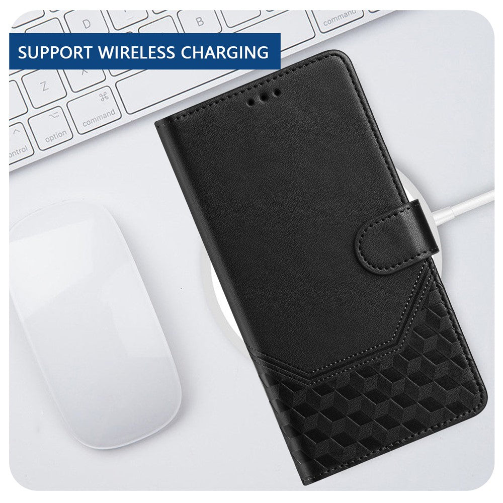 For Xiaomi Redmi Note 14 Pro+ 5G / Note 14 Pro 5G / Poco X7 5G Case Imprinted Honeycomb RFID Blocking Leather Phone Cover with Strap