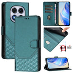 For Xiaomi Redmi Note 14 Pro+ 5G / Note 14 Pro 5G / Poco X7 5G Case Imprinted Honeycomb RFID Blocking Leather Phone Cover with Strap