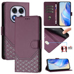 For Xiaomi Redmi Note 14 Pro+ 5G / Note 14 Pro 5G / Poco X7 5G Case Imprinted Honeycomb RFID Blocking Leather Phone Cover with Strap