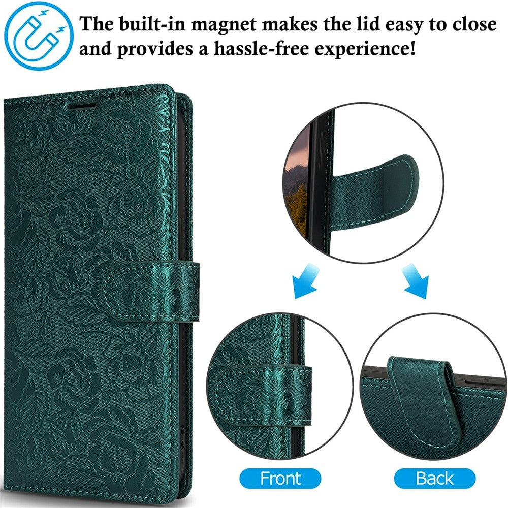 Til Samsung Galaxy A36 5G Etui med Håndrem Blomsterpræg Læderpung Telefoncover