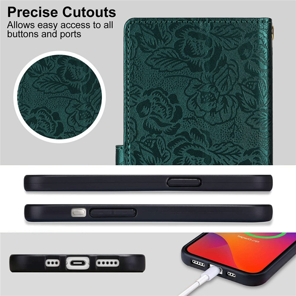 Til Samsung Galaxy A36 5G Etui med Håndrem Blomsterpræg Læderpung Telefoncover