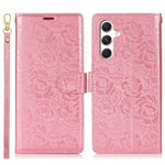 Til Samsung Galaxy A36 5G Etui med Håndrem Blomsterpræg Læderpung Telefoncover