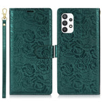 Til Samsung Galaxy A13 4G / 5G Cover med Håndrem Blomsterpræg Læder Pung Telefoncover