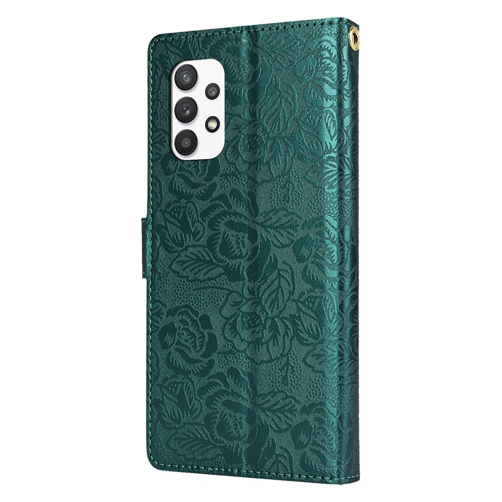 Til Samsung Galaxy A13 4G / 5G Cover med Håndrem Blomsterpræg Læder Pung Telefoncover