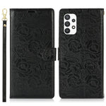 Til Samsung Galaxy A13 4G / 5G Cover med Håndrem Blomsterpræg Læder Pung Telefoncover