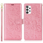 Til Samsung Galaxy A13 4G / 5G Cover med Håndrem Blomsterpræg Læder Pung Telefoncover