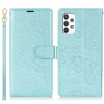 Til Samsung Galaxy A13 4G / 5G Cover med Håndrem Blomsterpræg Læder Pung Telefoncover