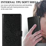 For Samsung Galaxy S23 FE Case with Hand Strap Flower Imprint Leather Wallet Phone Cover