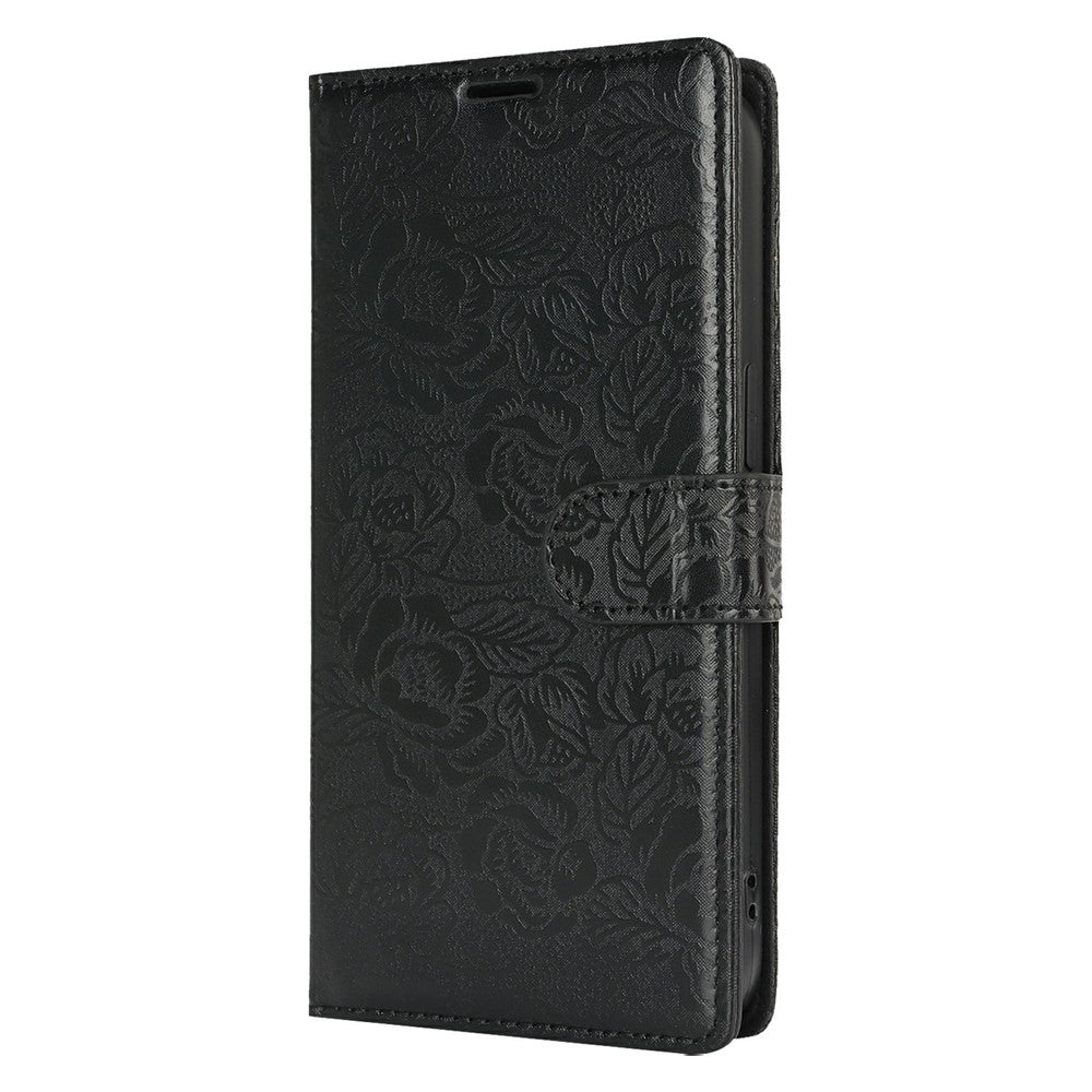 For Samsung Galaxy S23 FE Case with Hand Strap Flower Imprint Leather Wallet Phone Cover