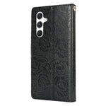 For Samsung Galaxy S23 FE Case with Hand Strap Flower Imprint Leather Wallet Phone Cover