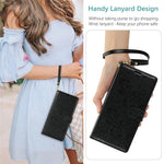 For Samsung Galaxy S23 FE Case with Hand Strap Flower Imprint Leather Wallet Phone Cover