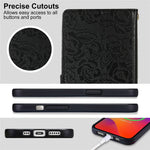 For Samsung Galaxy S23 FE Case with Hand Strap Flower Imprint Leather Wallet Phone Cover