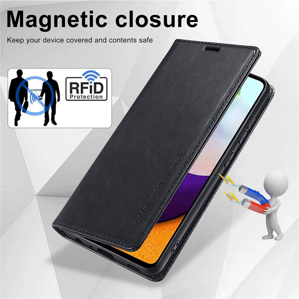 LC.IMEEKE for Samsung Galaxy A52 4G / 5G / A52s 5G Shockproof RFID Blocking Phone Case Phone Flip Wallet Cover with Stand