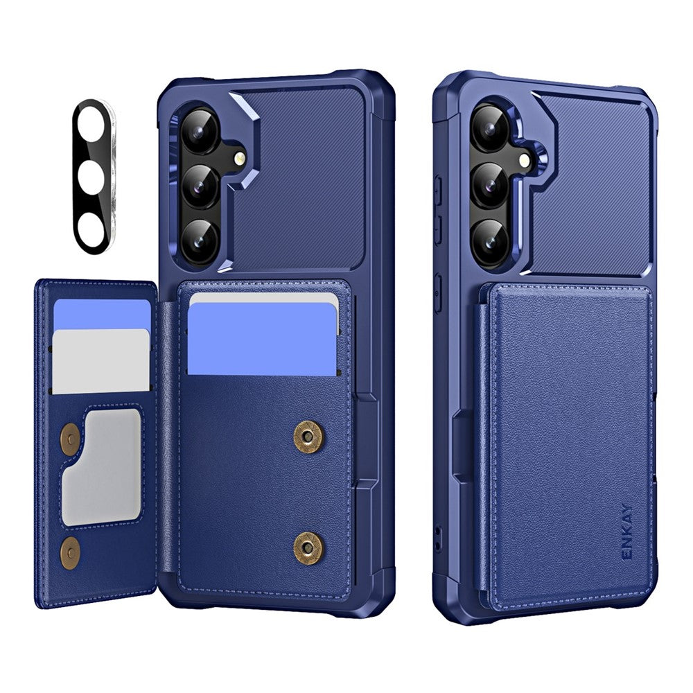 ENKAY För Samsung Galaxy A55 5G Hat-Prince Plånbok Korthållare Stöd PU-läder + TPU Baksida Mobilskal med Kameralinsfilm