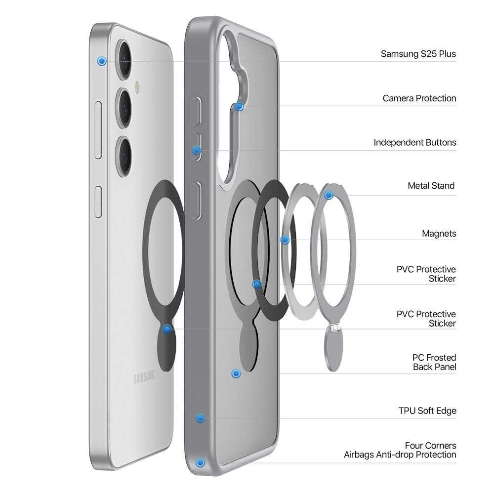 DUX DUCIS For Samsung Galaxy S25+ Case Yind Series PC+TPU Phone Cover Magnetic Case with Kickstand