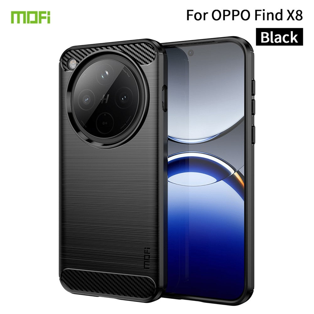 MOFI For Oppo Find X8 5G Back Cover  Brushed Texture Carbon Fiber Soft TPU Case