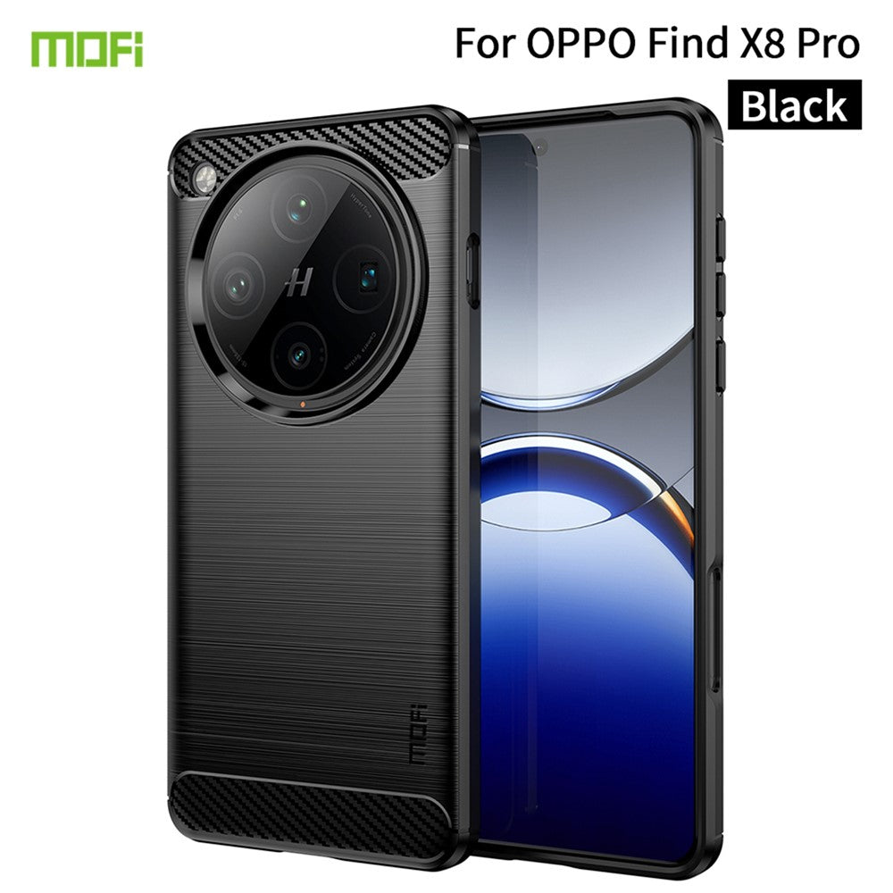 MOFI För Oppo Find X8 Pro 5G Bakstycke Borstad Textur Kolfiber Mjukt TPU-skal