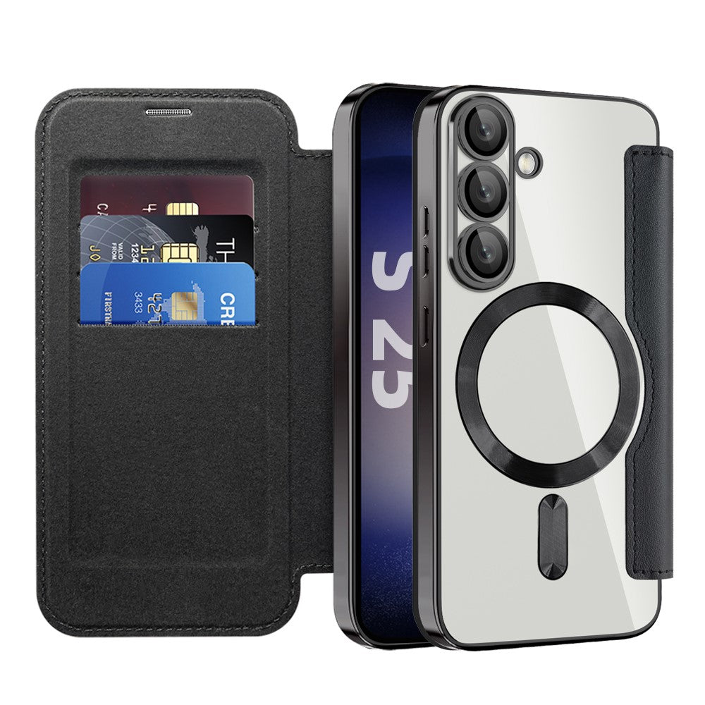 For Samsung Galaxy S25 Magnetic Case RFID Blocking Leather Phone Cover