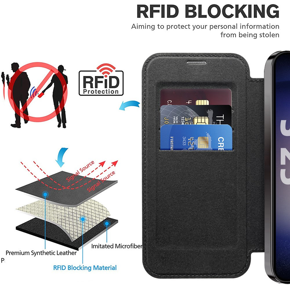 For Samsung Galaxy S25 Magnetic Case RFID Blocking Leather Phone Cover