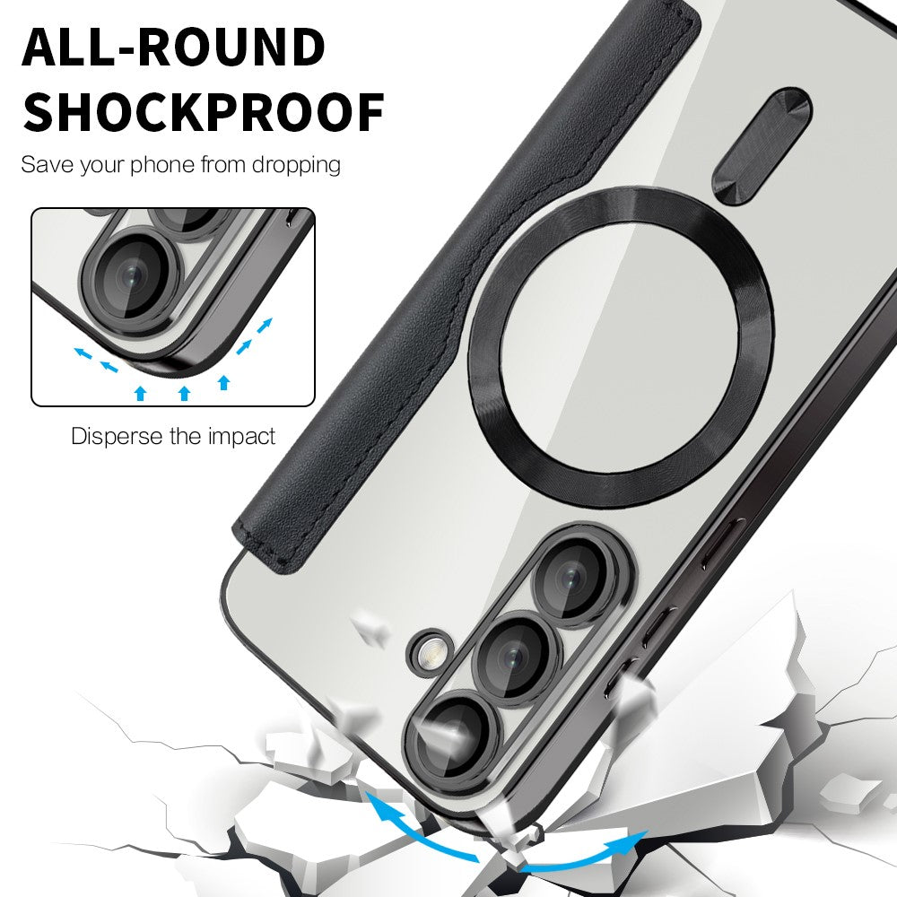 For Samsung Galaxy S25 Magnetic Case RFID Blocking Leather Phone Cover