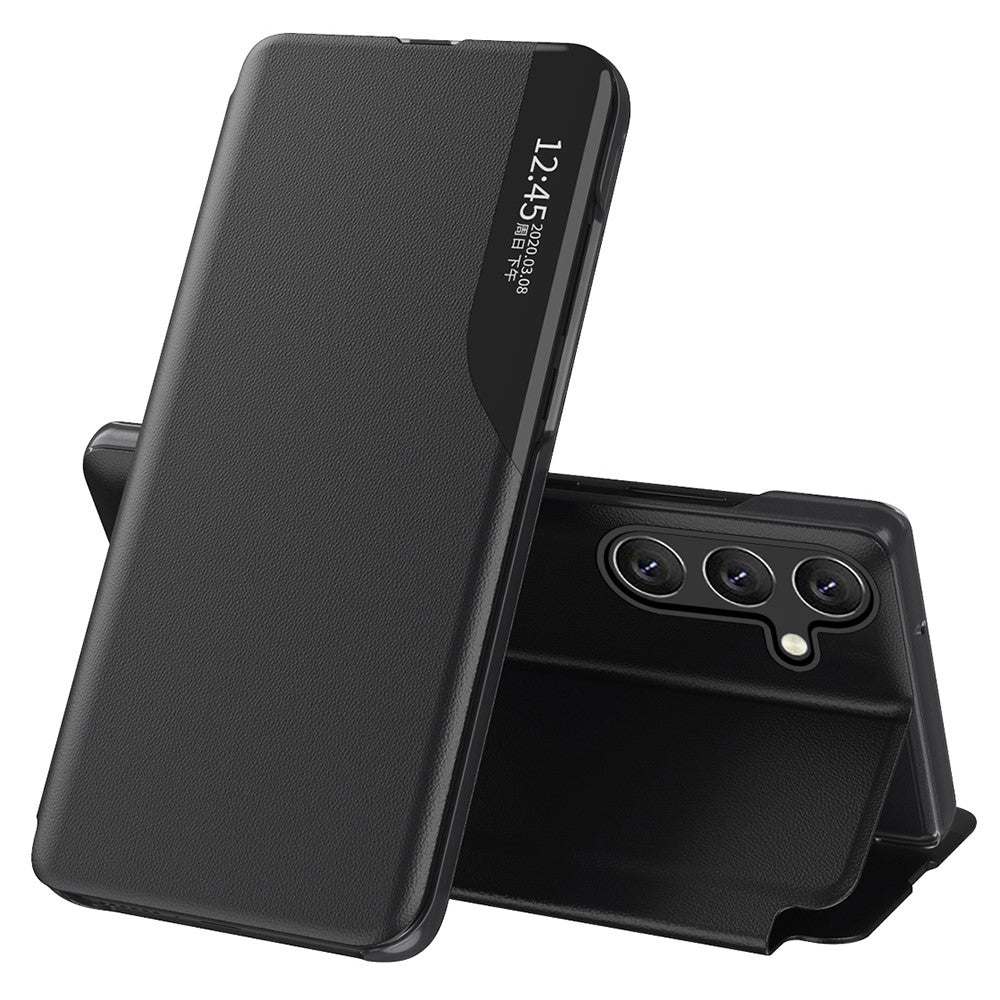 For Samsung Galaxy S25 Case View Window PU Leather Stand Cover
