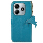 For Xiaomi Redmi Note 14 4G (163.25mm) Case RFID Blocking Genuine Cow Leather Phone Cover Litchi Texture
