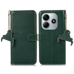 For Xiaomi Redmi Note 14 4G (163.25mm) Case RFID Blocking Genuine Cow Leather Phone Cover Litchi Texture