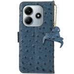For Xiaomi Redmi Note 14 4G (163.25mm) Case RFID Blocking Genuine Cow Leather Phone Case Ostrich Texture