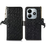 For Xiaomi Redmi Note 14 4G (163.25mm) Case RFID Blocking Genuine Cow Leather Phone Case Ostrich Texture