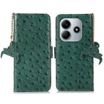 For Xiaomi Redmi Note 14 4G (163.25mm) Case RFID Blocking Genuine Cow Leather Phone Case Ostrich Texture