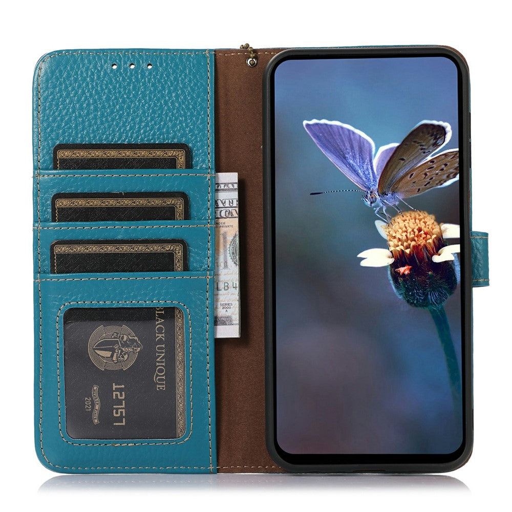 For Xiaomi Redmi Note 14 Pro 4G Case RFID Blocking Genuine Cow Leather Phone Cover Litchi Texture