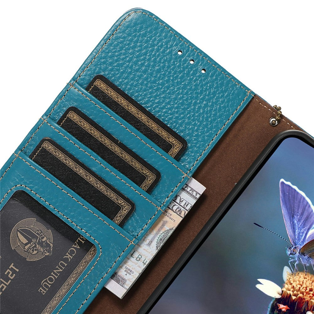 For Xiaomi Redmi Note 14 Pro 4G Case RFID Blocking Genuine Cow Leather Phone Cover Litchi Texture