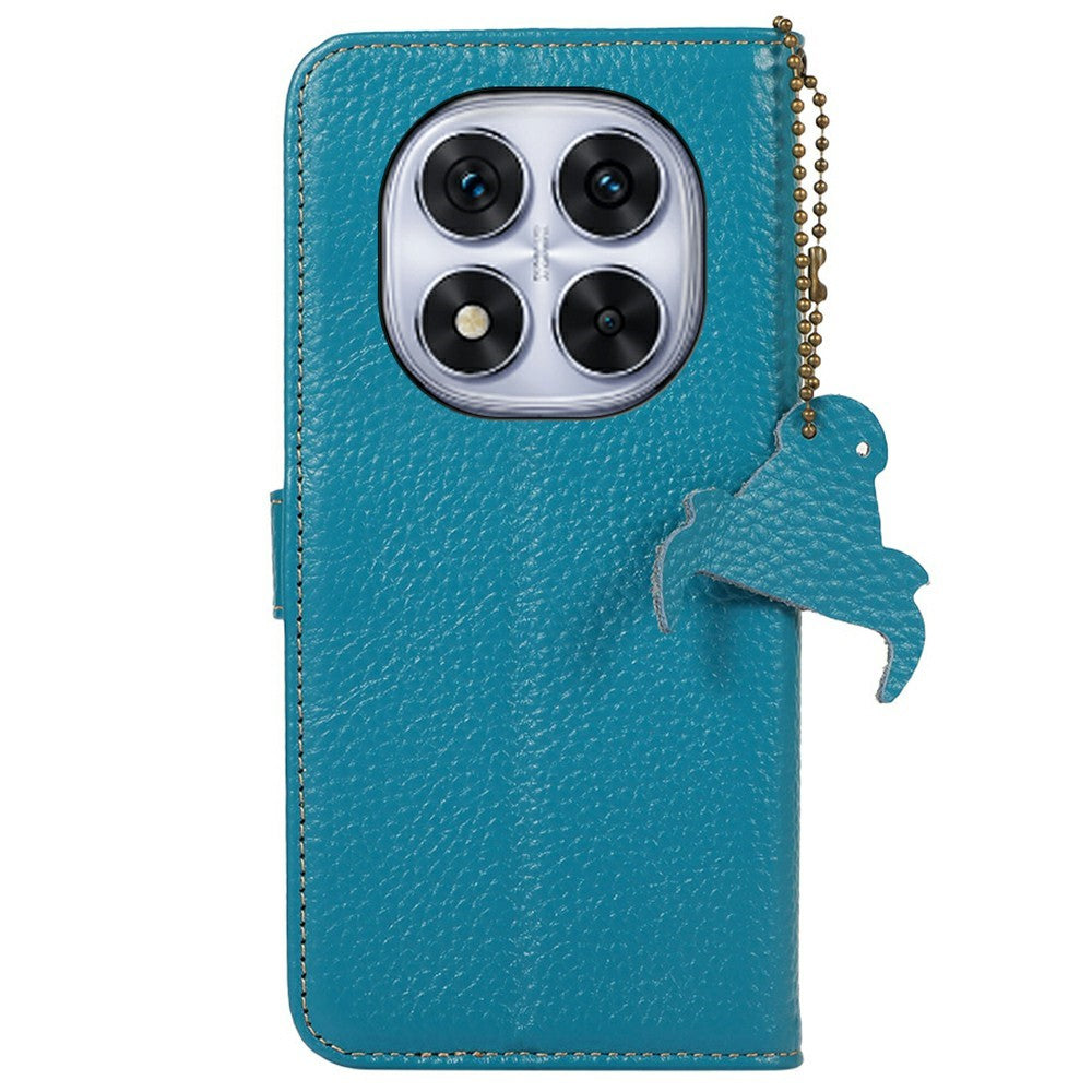 For Xiaomi Redmi Note 14 Pro 4G Case RFID Blocking Genuine Cow Leather Phone Cover Litchi Texture
