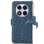 For Xiaomi Redmi Note 14 Pro 4G Case RFID Blocking Genuine Cow Leather Phone Case Ostrich Texture