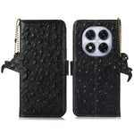 For Xiaomi Redmi Note 14 Pro 4G Case RFID Blocking Genuine Cow Leather Phone Case Ostrich Texture