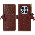 For Xiaomi Redmi Note 14 Pro 4G Case RFID Blocking Genuine Cow Leather Phone Case Ostrich Texture