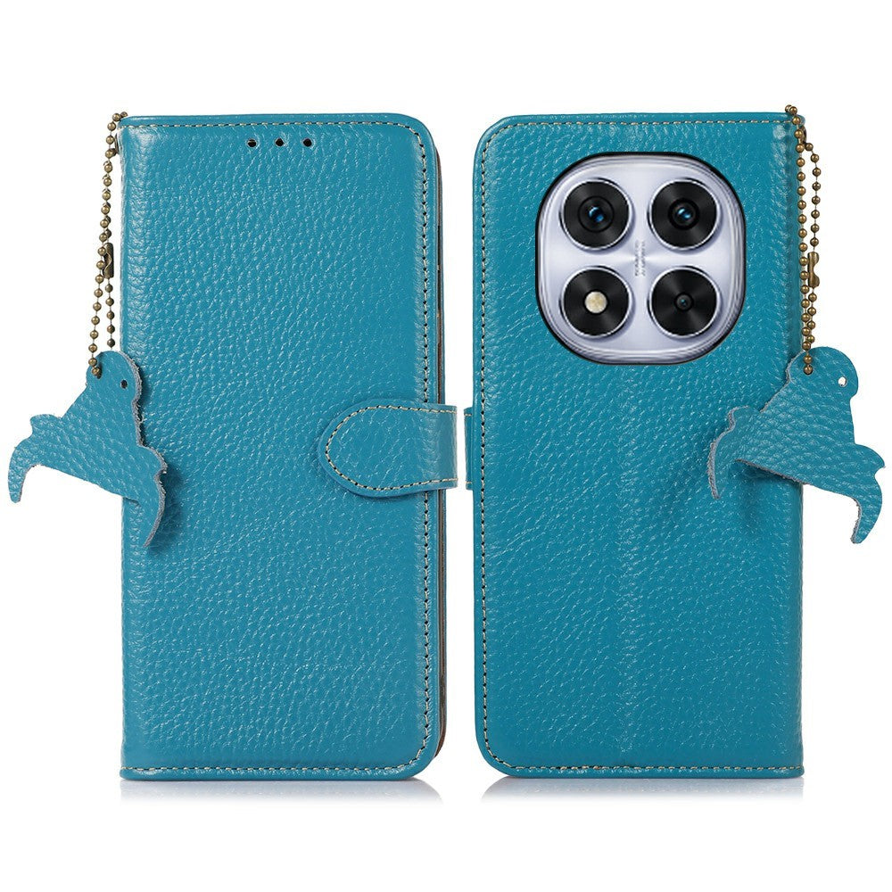 For Xiaomi Redmi Note 14 Pro+ 5G / Note 14 Pro 5G / Poco X7 5G Case RFID Blocking Genuine Cow Leather Phone Cover Litchi Texture
