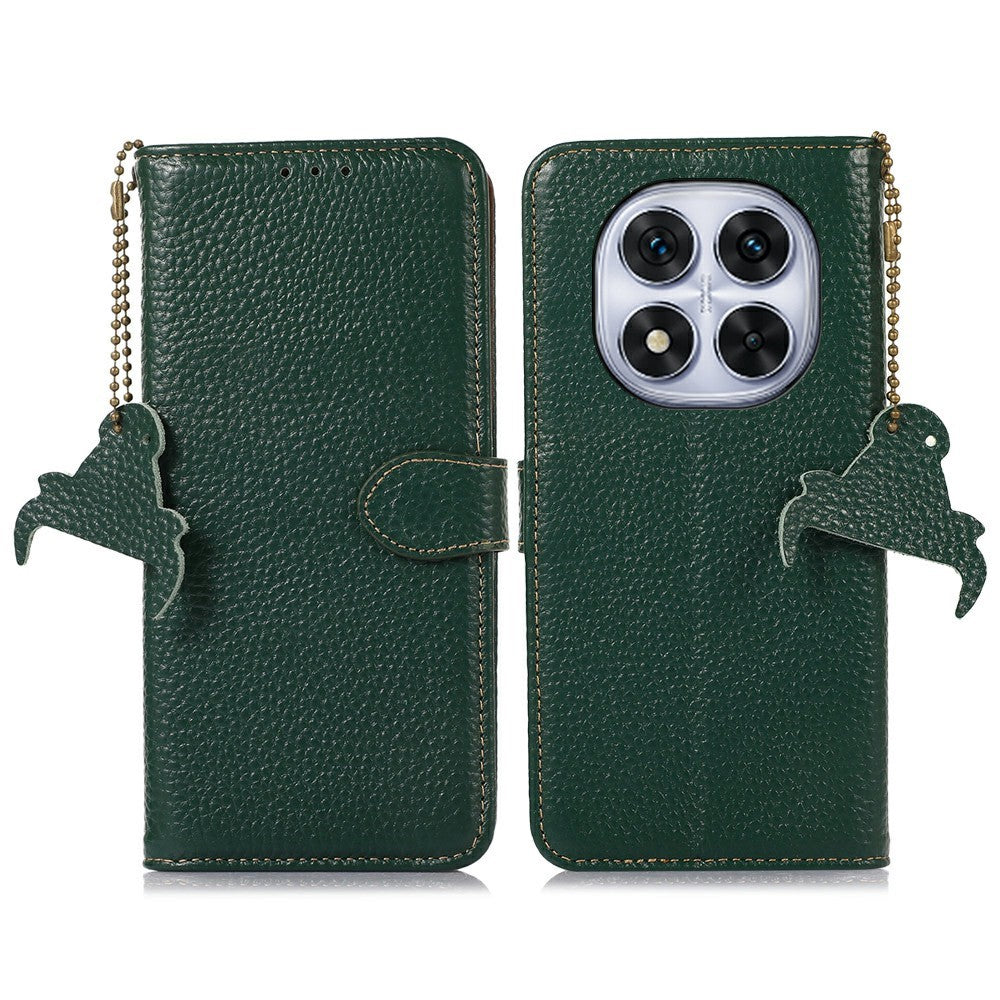 For Xiaomi Redmi Note 14 Pro+ 5G / Note 14 Pro 5G / Poco X7 5G Case RFID Blocking Genuine Cow Leather Phone Cover Litchi Texture
