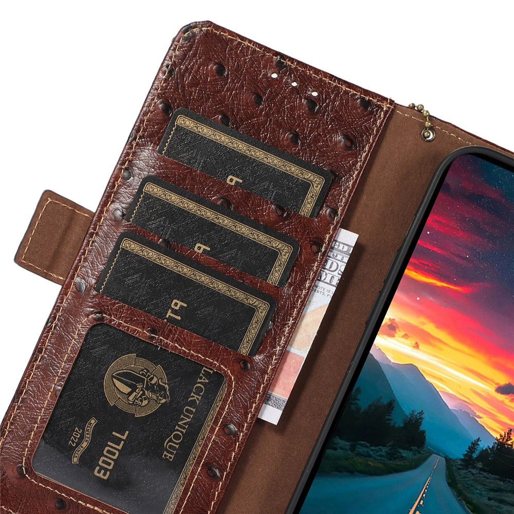 For Xiaomi Redmi Note 14 Pro+ 5G / 14 Pro 5G / Poco X7 5G Case RFID Blocking Genuine Cow Leather Phone Case Ostrich Texture