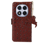 For Xiaomi Redmi Note 14 Pro+ 5G / 14 Pro 5G / Poco X7 5G Case RFID Blocking Genuine Cow Leather Phone Case Ostrich Texture
