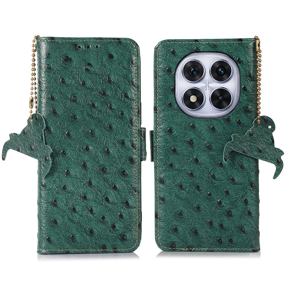 For Xiaomi Redmi Note 14 Pro+ 5G / 14 Pro 5G / Poco X7 5G Case RFID Blocking Genuine Cow Leather Phone Case Ostrich Texture