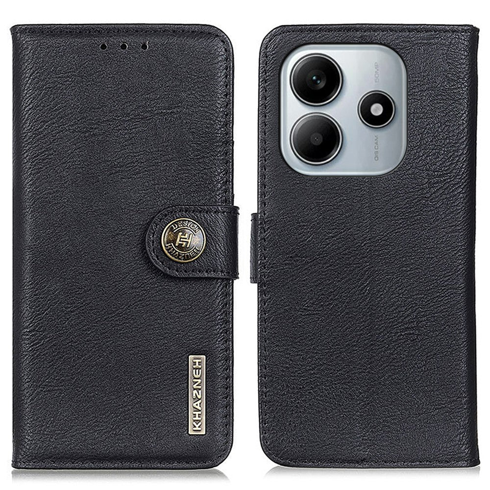 KHAZNEH Plånboksfodral för Xiaomi Redmi Note 14 4G (163,25 mm) med läderstruktur och flipfodral