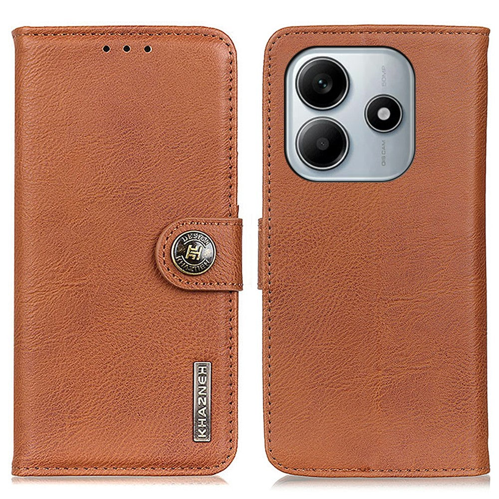 KHAZNEH Plånboksfodral för Xiaomi Redmi Note 14 4G (163,25 mm) med läderstruktur och flipfodral