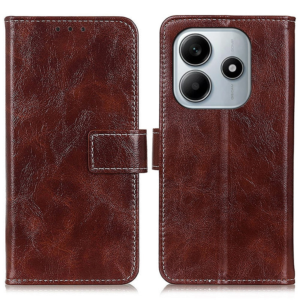 For Xiaomi Redmi Note 14 4G (163.25mm) Leather Case Wallet Phone Cover Crazy Horse Texture
