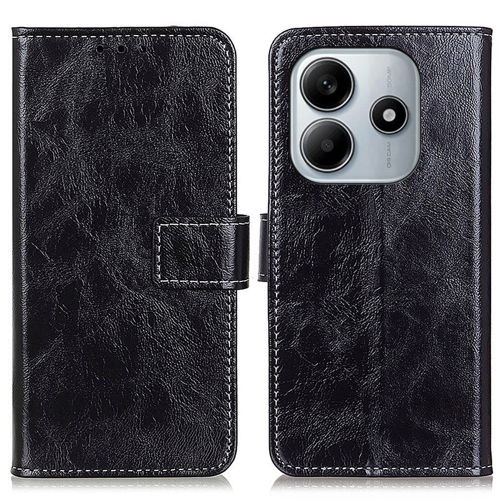 Xiaomi Redmi Note 14 4G (163.25mm) Läderfodral Plånboksfodral mobilfodral Crazy Horse Texture