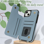 For iPhone 15 Case with Card Holder, Kickstand, RFID Blocking PU+TPU Phone Back Cover