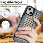 For iPhone 15 Case with Card Holder, Kickstand, RFID Blocking PU+TPU Phone Back Cover