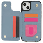 For iPhone 15 Case with Card Holder, Kickstand, RFID Blocking PU+TPU Phone Back Cover