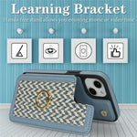 For iPhone 15 Case with Card Holder, Kickstand, RFID Blocking PU+TPU Phone Back Cover