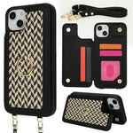 For iPhone 15 Case with Card Holder, Kickstand, RFID Blocking PU+TPU Phone Back Cover